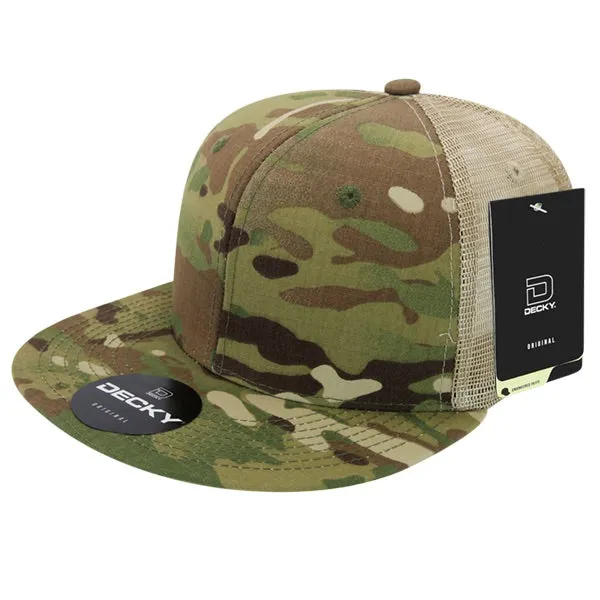 Decky 6307 - MultiCam High Crown Trucker Hat, Camo Flat Bill Trucker Cap