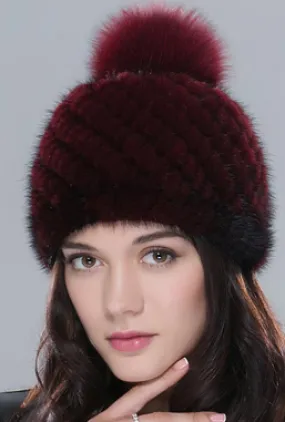 Female Winter Beanie With Natural Fur