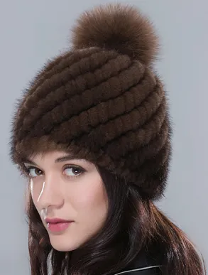 Female Winter Beanie With Natural Fur