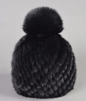 Female Winter Beanie With Natural Fur