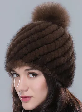 Female Winter Beanie With Natural Fur
