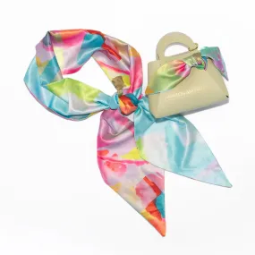 Flamingo Abstract Twilly Accessory Scarf - Green Purse