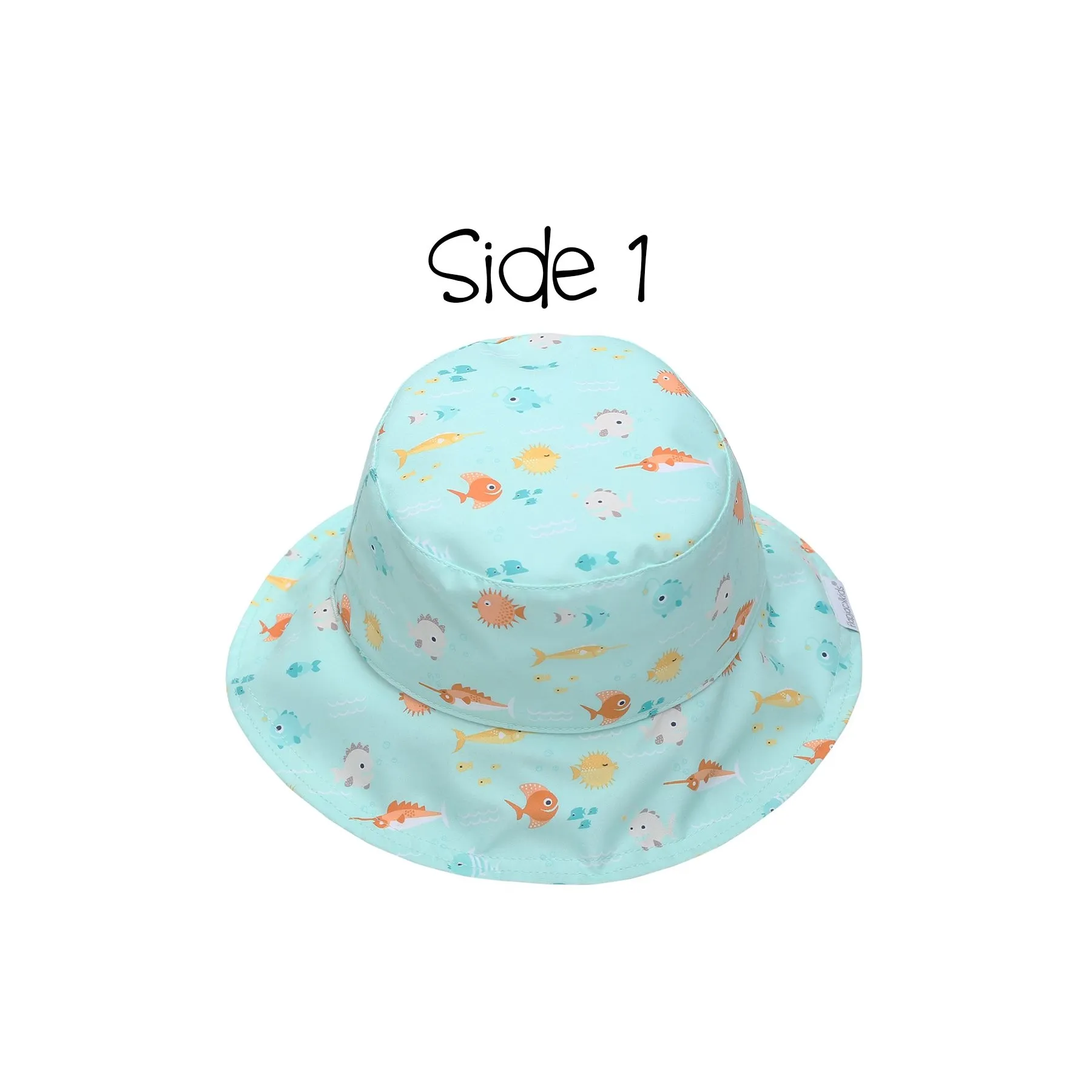 FlapJack Kids Reversible Patterned Sun Hat - Fish/Jellyfish