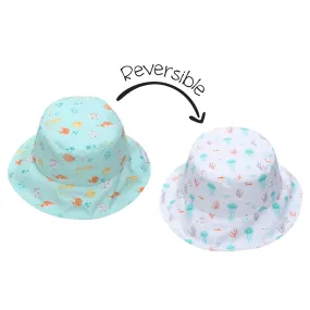 FlapJack Kids Reversible Patterned Sun Hat - Fish/Jellyfish