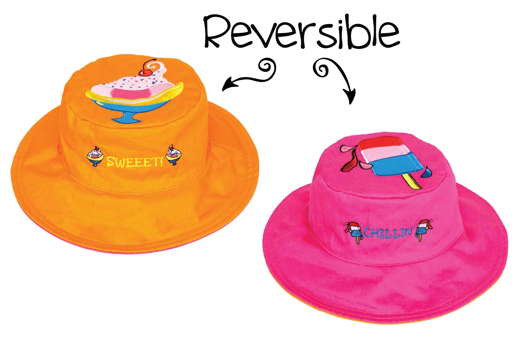 FlapJackKids - Reversible Kids' Sun Hat - Sundae / Popsicle