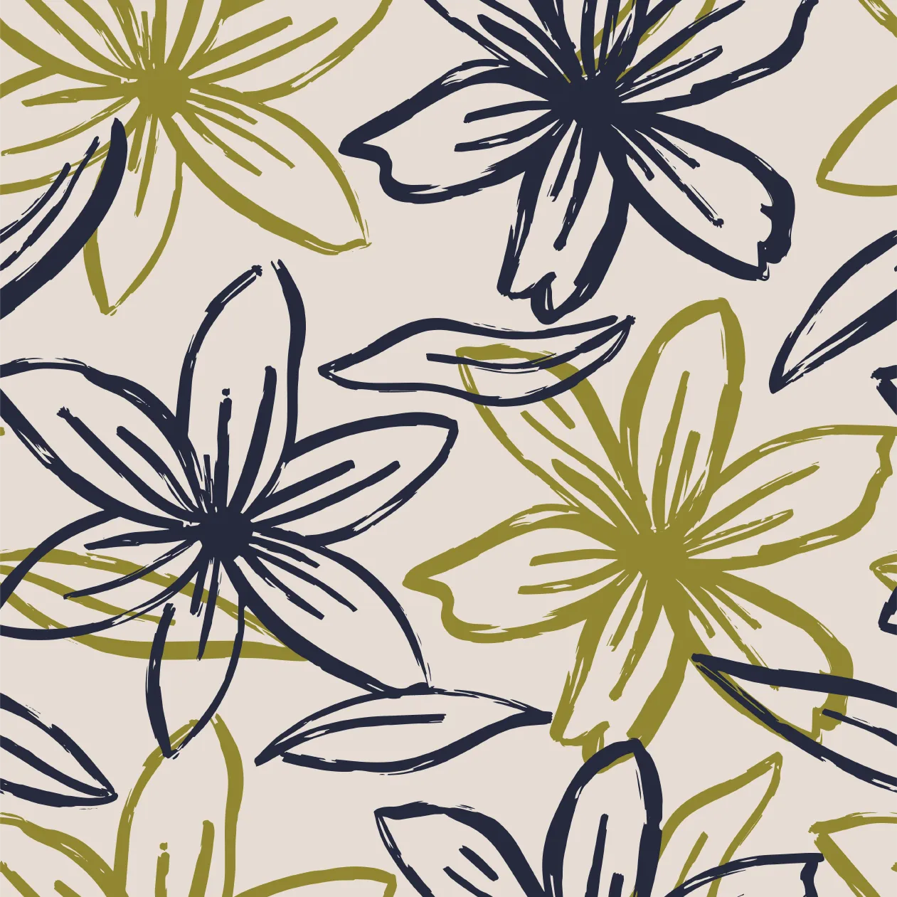 Flax w/ Navy & Gold Floral