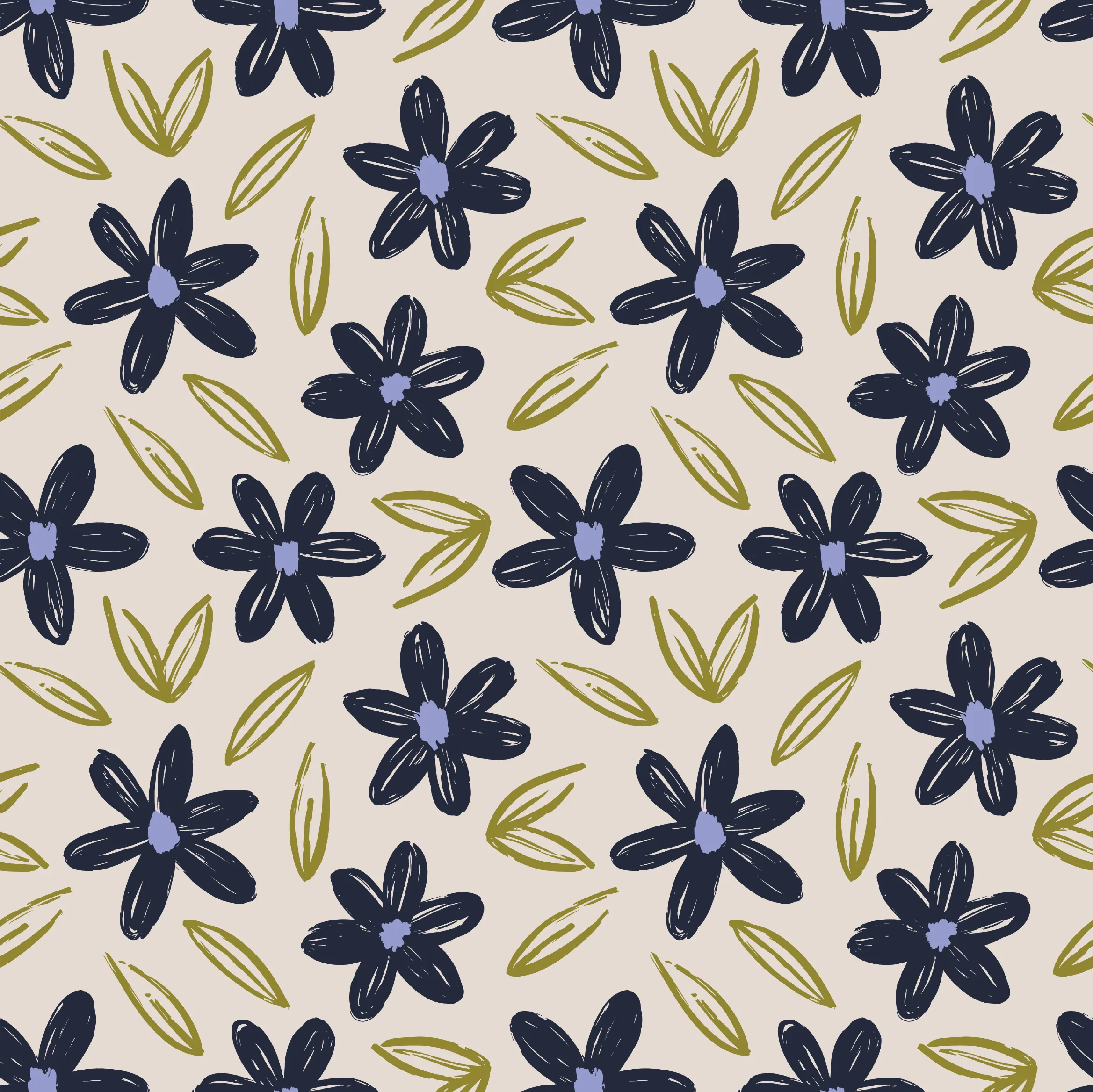 Flax w/ Navy Floral