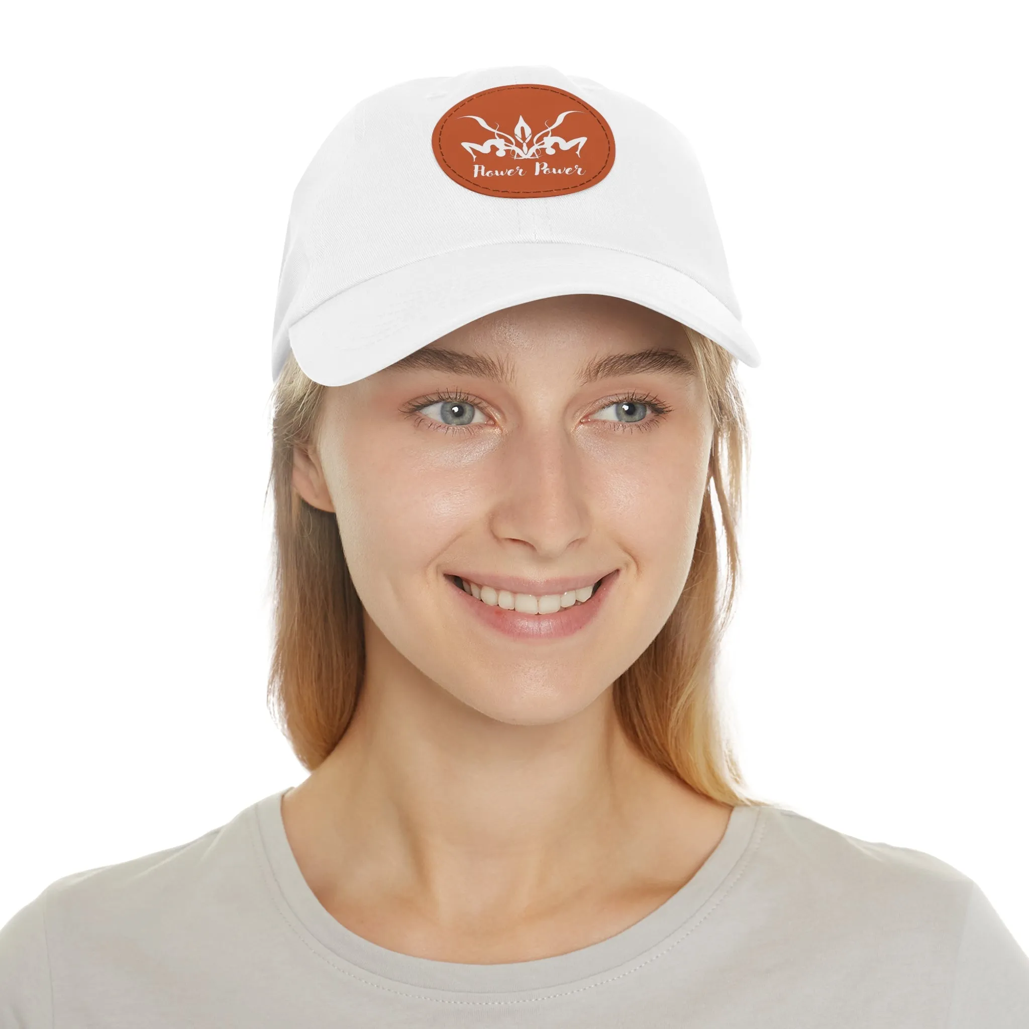 Flower Power Cap with Leather Patch (Round)