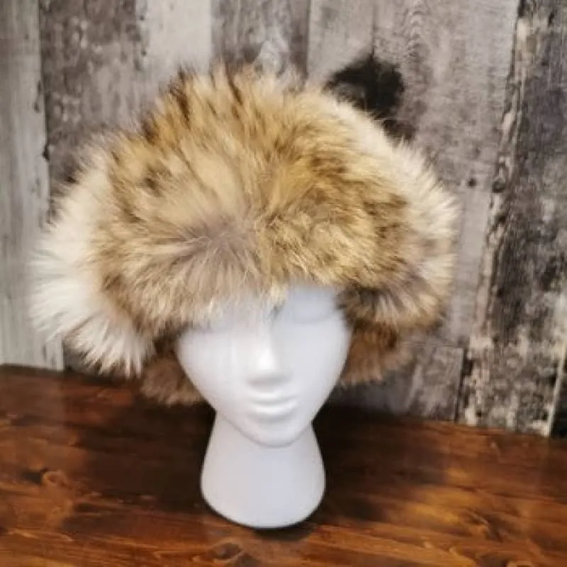 Fourrures(Furs) Audet Women's Coyote Fur Hat with Pompoms