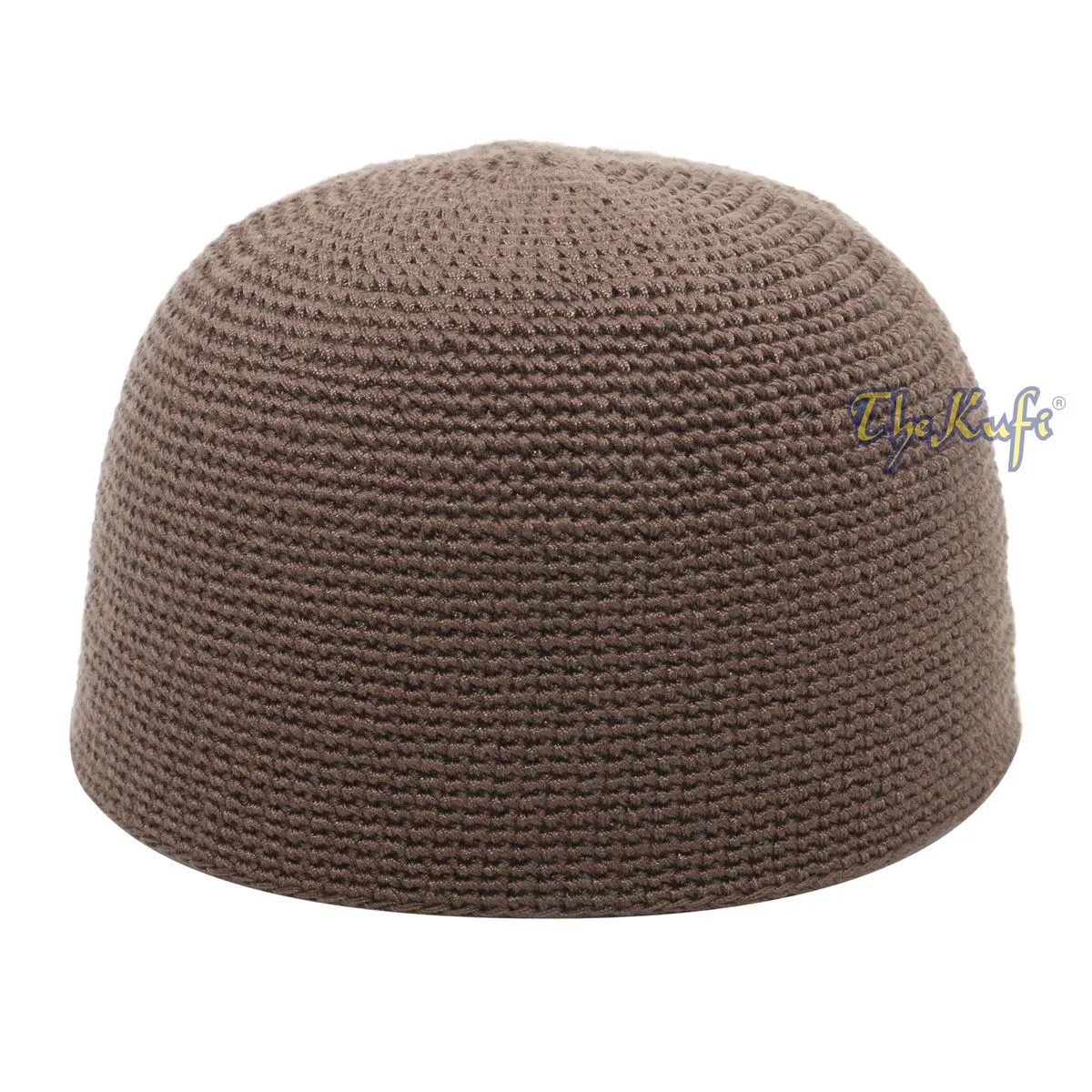 Hand-Crocheted Cotton Sturdy Brown Plain Crocheted Kufi Cap