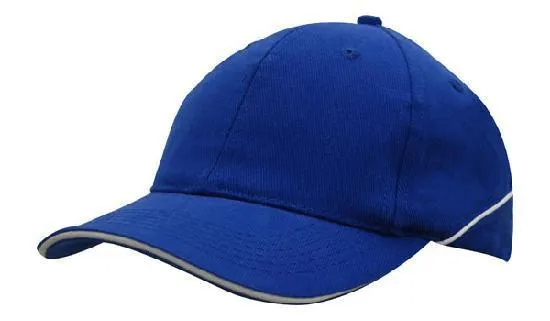 Headwear Brushed Heavy Cotton With Crown Piping And Sandwich (4103)- Clearance