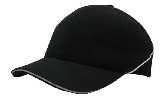 Headwear Brushed Heavy Cotton With Crown Piping And Sandwich (4103)- Clearance