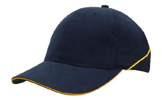 Headwear Brushed Heavy Cotton With Crown Piping And Sandwich (4103)- Clearance