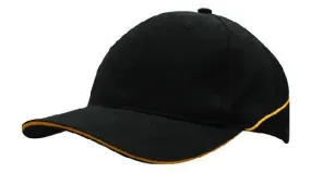Headwear Brushed Heavy Cotton With Crown Piping And Sandwich (4103)- Clearance