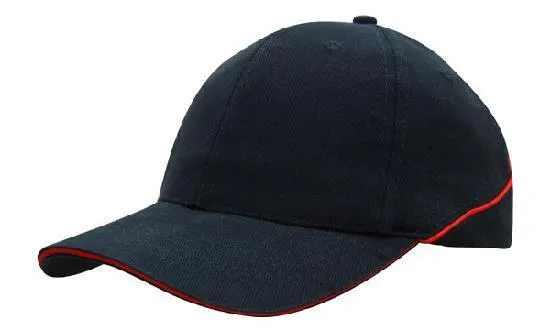 Headwear Brushed Heavy Cotton With Crown Piping And Sandwich (4103)- Clearance