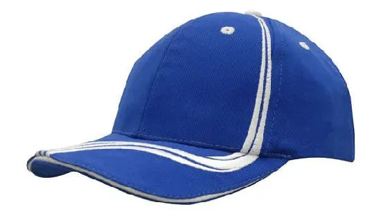 Headwear Brushed Heavy Cotton With Waving Stripes On Crown & Peak Cap (4099)