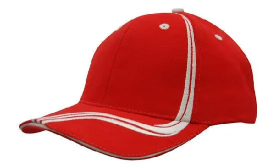 Headwear Brushed Heavy Cotton With Waving Stripes On Crown & Peak Cap (4099)