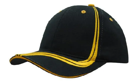 Headwear Brushed Heavy Cotton With Waving Stripes On Crown & Peak Cap (4099)