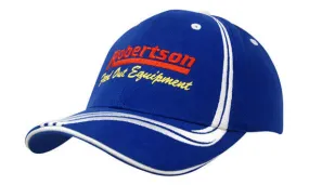 Headwear Brushed Heavy Cotton With Waving Stripes On Crown & Peak Cap (4099)