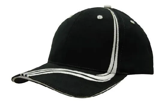 Headwear Brushed Heavy Cotton With Waving Stripes On Crown & Peak Cap (4099)