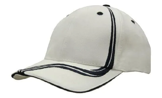 Headwear Brushed Heavy Cotton With Waving Stripes On Crown & Peak Cap (4099)