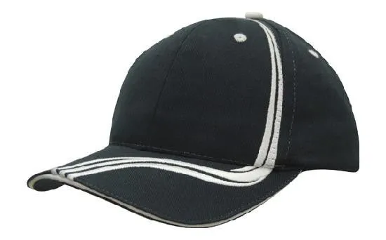 Headwear Brushed Heavy Cotton With Waving Stripes On Crown & Peak Cap (4099)