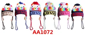 Kids Boys Girls Animal Winter Warm Hats Caps LOVE Fur Lining W/Earflap AA1072
