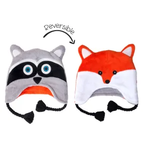 Kids Winter Hat | 2-in-1 Reversible | Fox & Raccoon