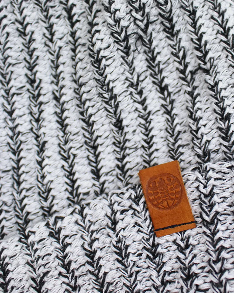 Kiriko Original Knit Cap, Black and White Marbled