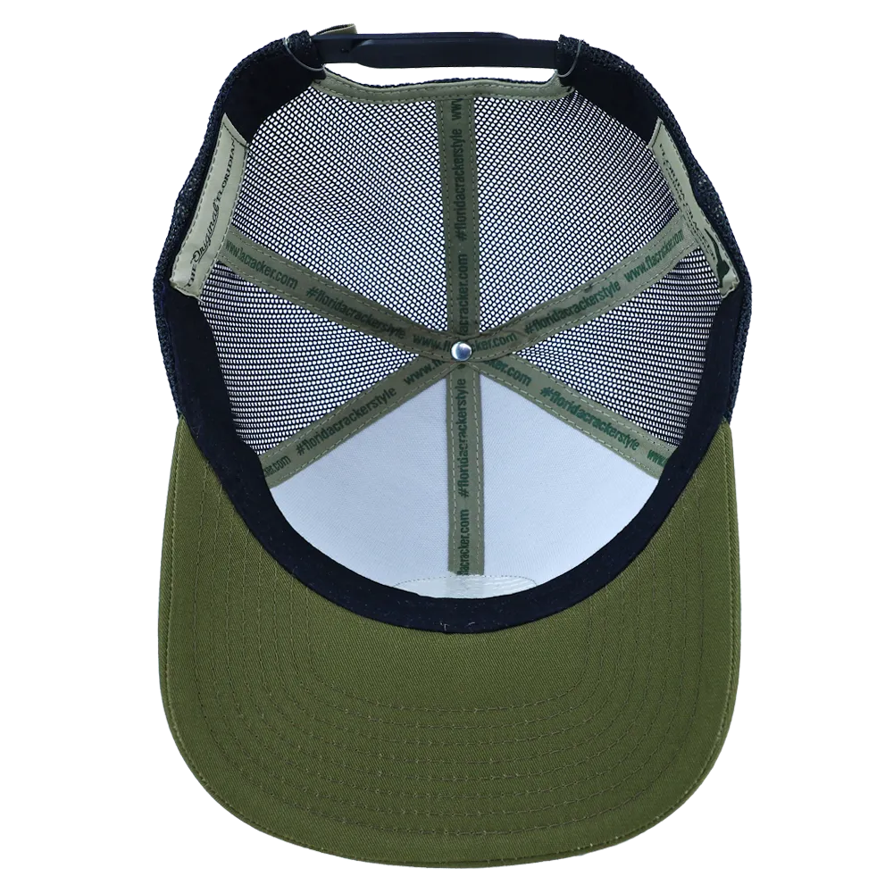 LEATHER 1521 MOSS GREEN/ BLACK TRUCKER HAT