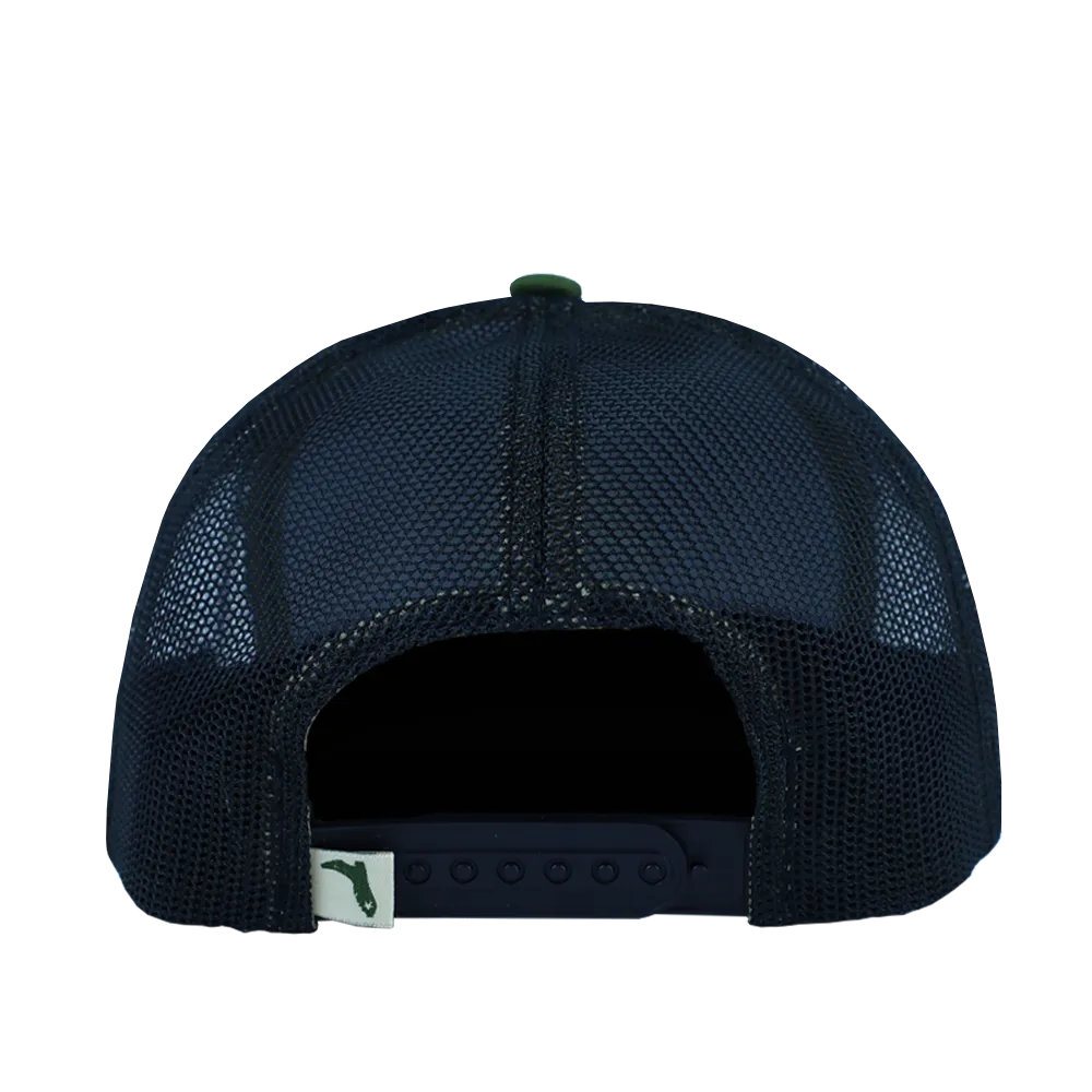LEATHER 1521 MOSS GREEN/ BLACK TRUCKER HAT