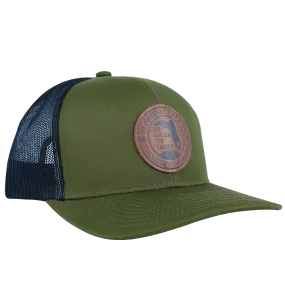 LEATHER 1521 MOSS GREEN/ BLACK TRUCKER HAT
