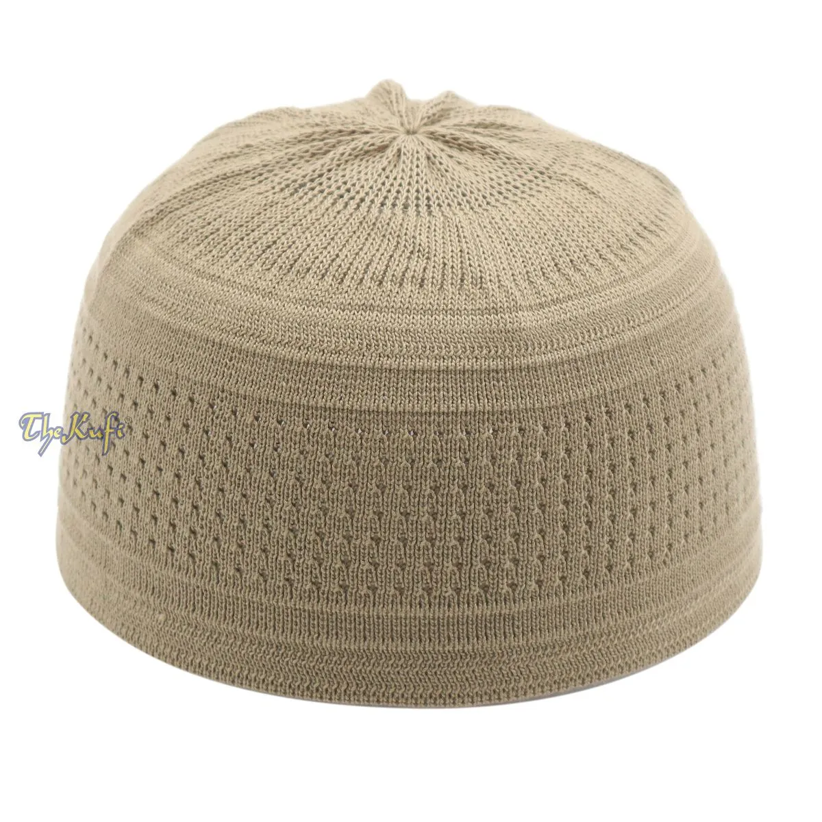 Light Olive Green Cotton Stretch-Knit Kufi Hat Prayer Skull Cap Taqiyah Takke