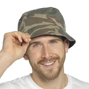 Mens Camo Print Reversible Bucket Hat-CAMO GREEN