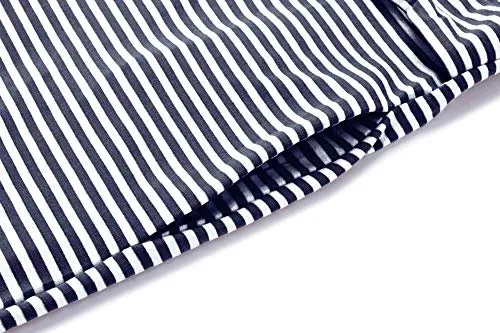 MEROKEETY Women's Summer Striped Short Sleeve T Shirt Dress Casual Tie Waist with Pockets, Navy, M
