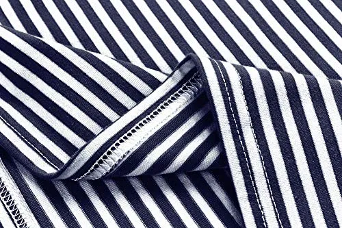 MEROKEETY Women's Summer Striped Short Sleeve T Shirt Dress Casual Tie Waist with Pockets, Navy, M