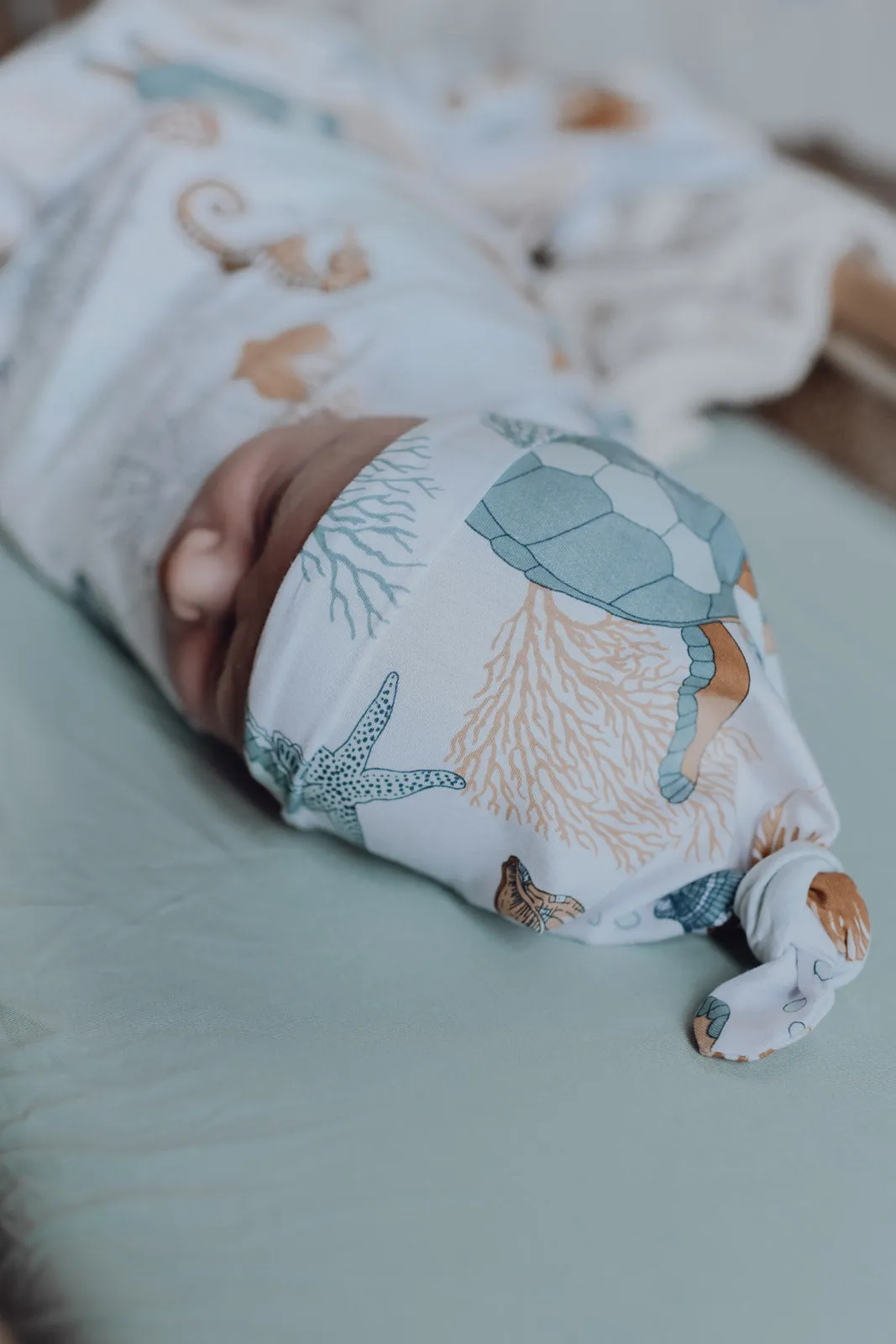 Nautilus organic cotton jersey Knotted Beanie Newborn