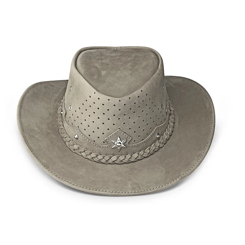 Outrider Gray Leather Cowboy Hat