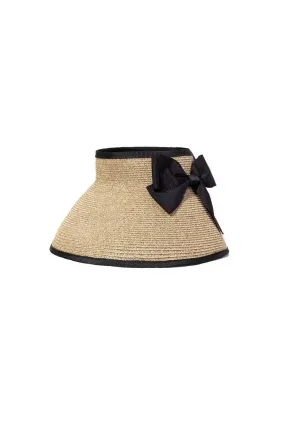 Packable UPF50 Wrap-around Straw Sun Visor with Bow