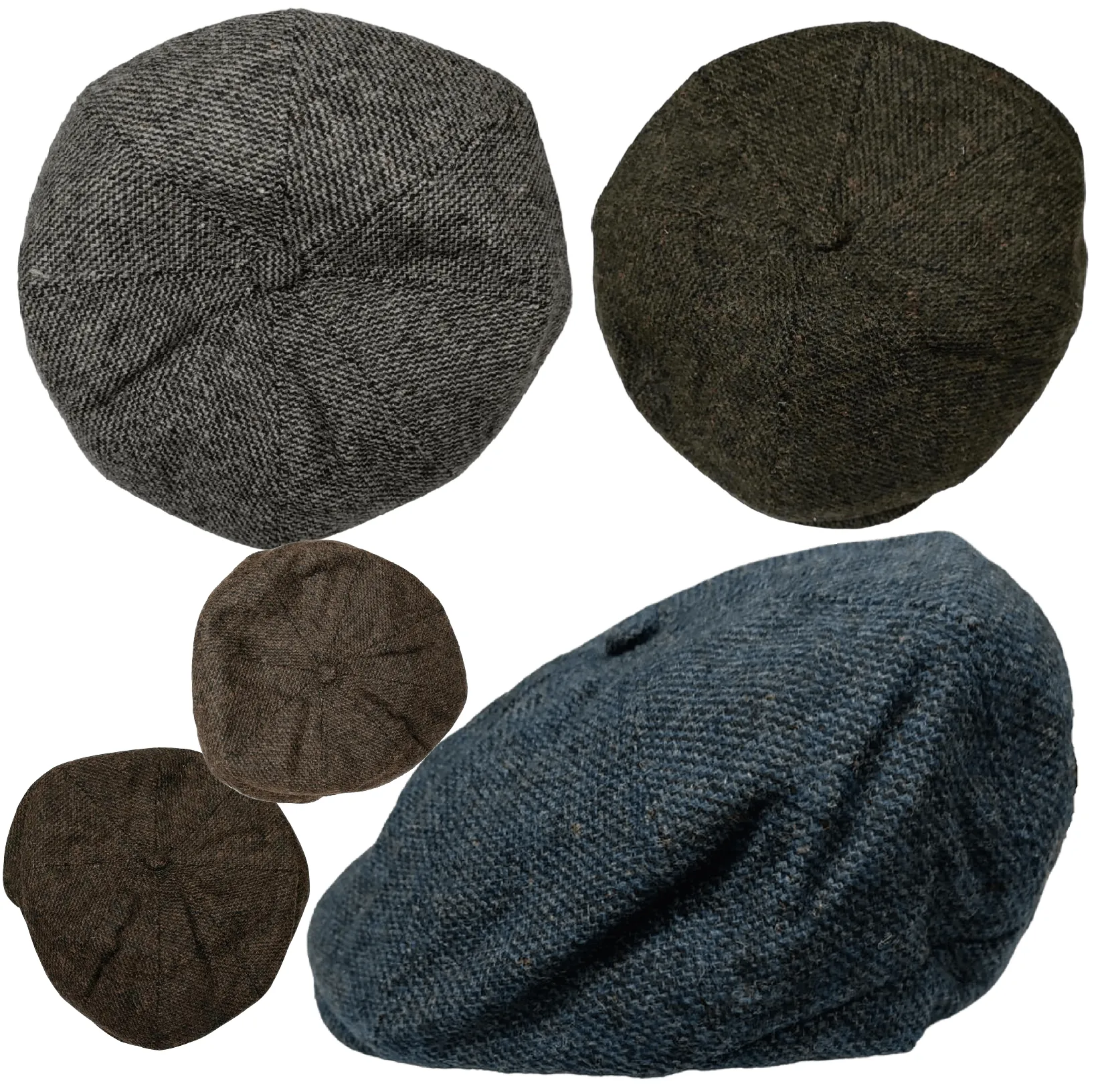 Peaky Blinders Newsboy Hat Gatsby Cap Flat Tweed herringbone 8 Panel Baker Boy