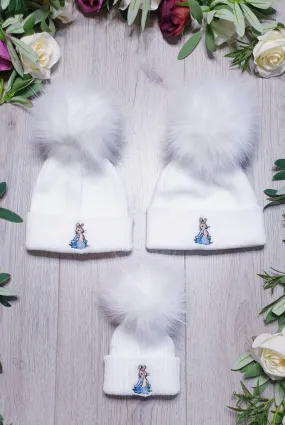 Peter Rabbit luxury Faux Fur Single Pom Hat white/white pom