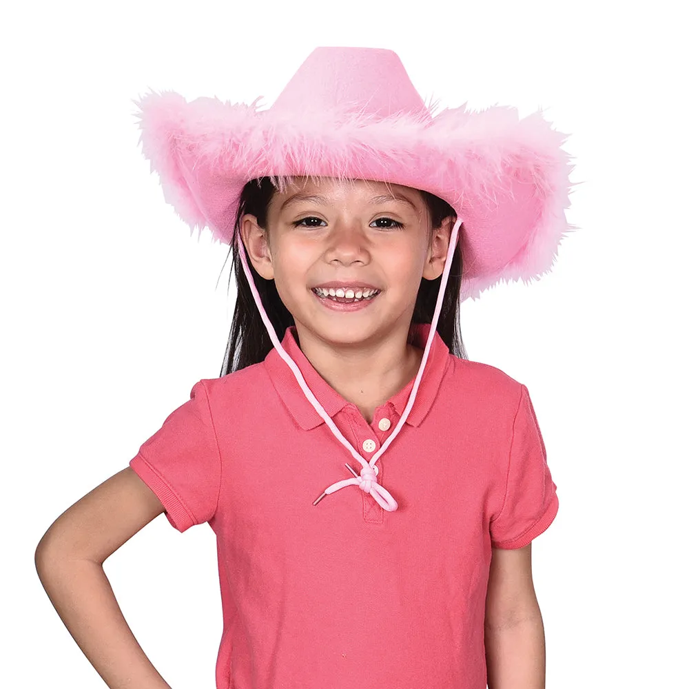 Pink Boa Cowgirl Costume Hat - Adult