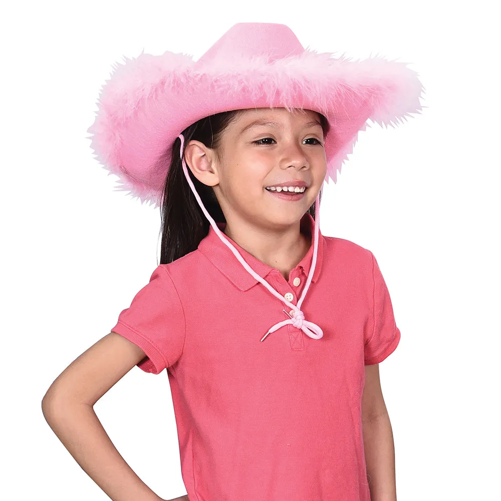 Pink Boa Cowgirl Costume Hat - Adult