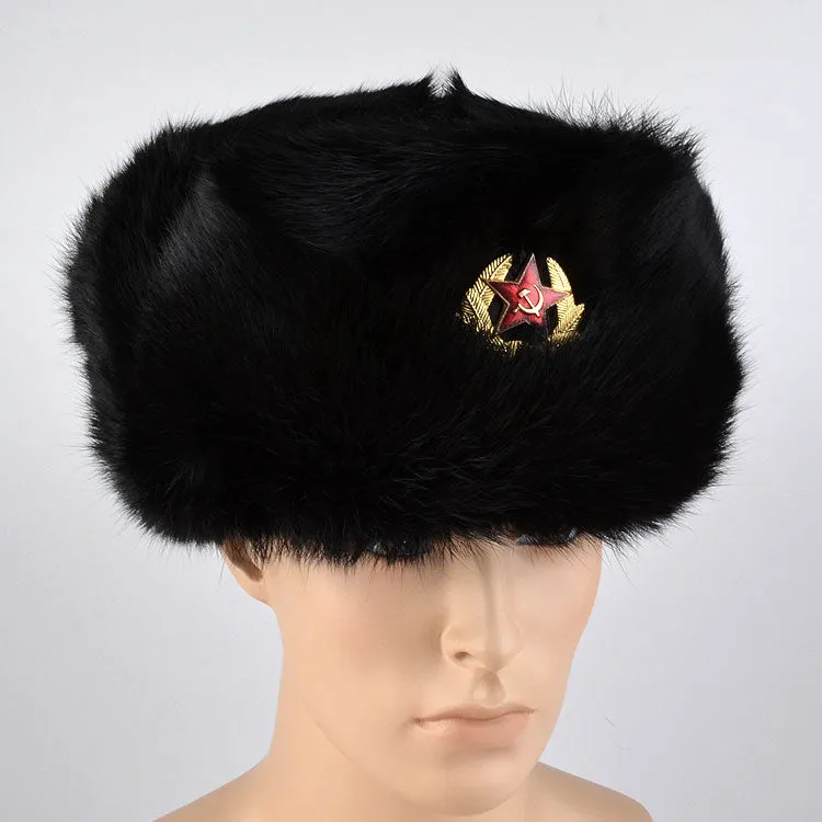 Real Fur Soviet Ushanka with Emblem