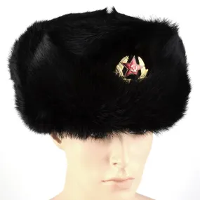 Real Fur Soviet Ushanka with Emblem