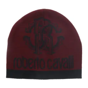 Roberto Cavalli  ESZ027 02000 Maroon Logo Beanie Hat