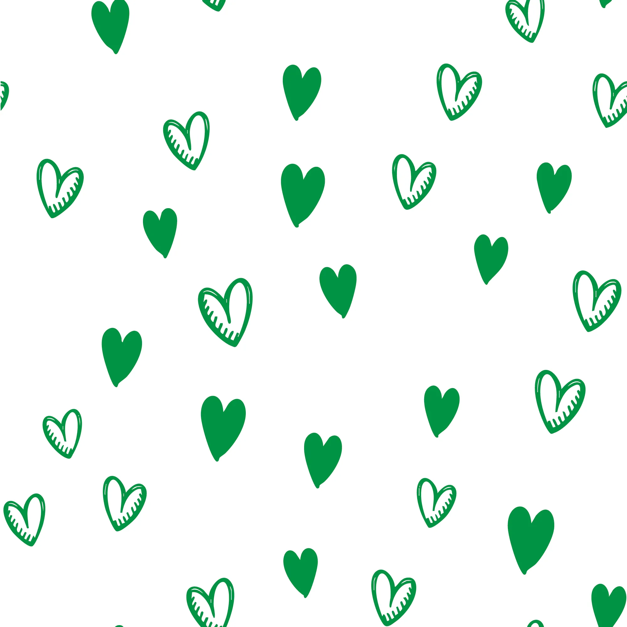 Round Brim - Sketchy Hearts White w Green