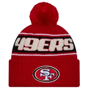 San Francisco 49ers New Era 2024 NFL Sideline Sport Cuffed Pom Knit Hat - Scarlet/Black