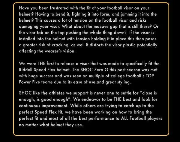 SHOC Zero G Plus | Football Visor