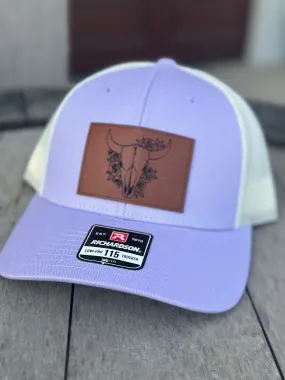 Skull   Roses Leather Patch Trucker Hat